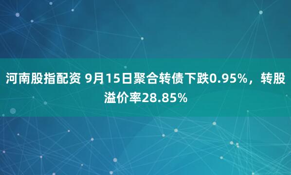 河南股指配资 9月15日聚合转债下跌0.95%，转股溢价率28.85%
